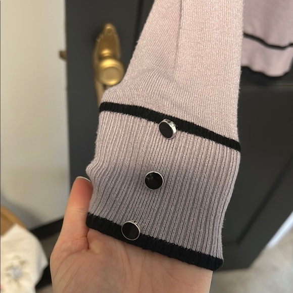 Lavender Turtleneck Sweater with Black Accents - Picture 3 of 4